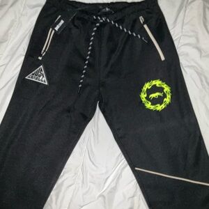 Just Cavalli Black Sweatpants with Neon Accents made in Turkey.